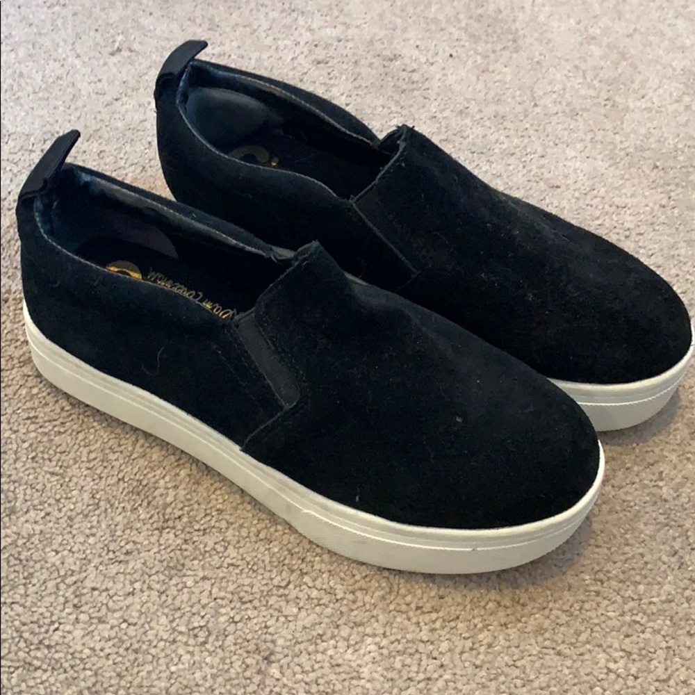Platform faux suede slip on sneakers